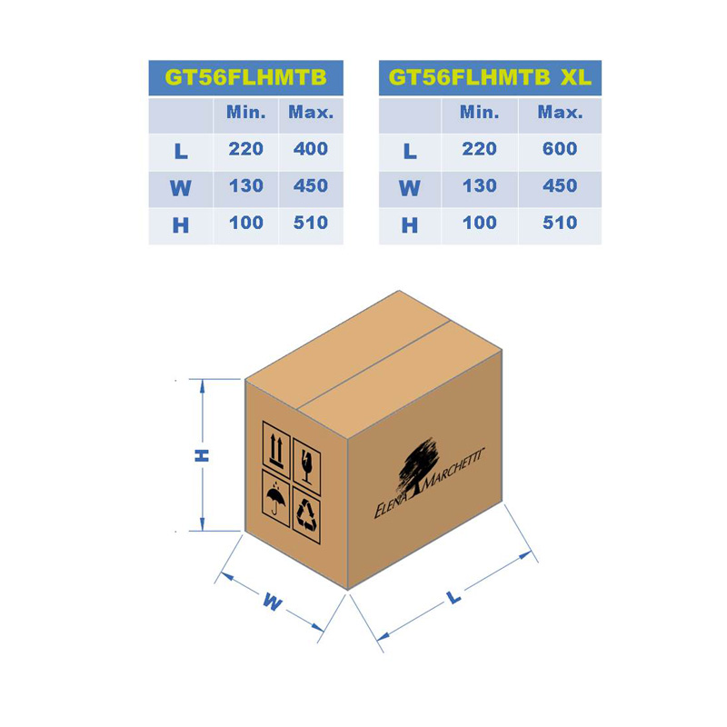 Guide des tailles des cartons pour Goldtape 56FL HMTB XL